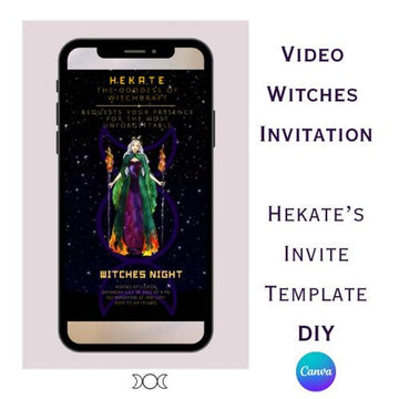 Custom Video Witches Invitation/ Goddess Hekate invitation for a witch party/editable in canva video template/DIY Customized Handmade