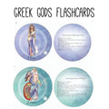 Greek Gods Flashcards featuring Hera and Zeus, educational cards for learning about Olympian Gods, digital download.