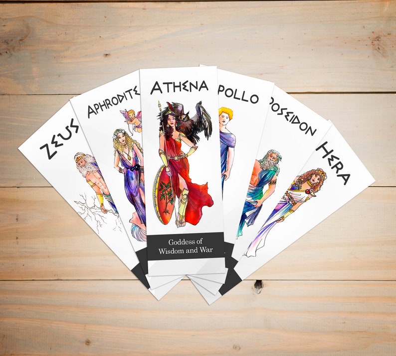 Greek Mythology Bookmarks/instant download/if you love Greek Gods and Greek Goddesses,12 beautiful bookmarks with positive messages!