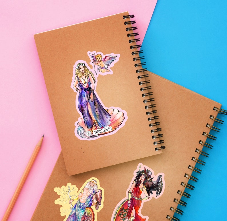 Greek Gods and Goddesses stickers/Pack of 32 paper stickers(16 Greek Gods x 2)Perfect for paper crafts,journals or kids' parties!