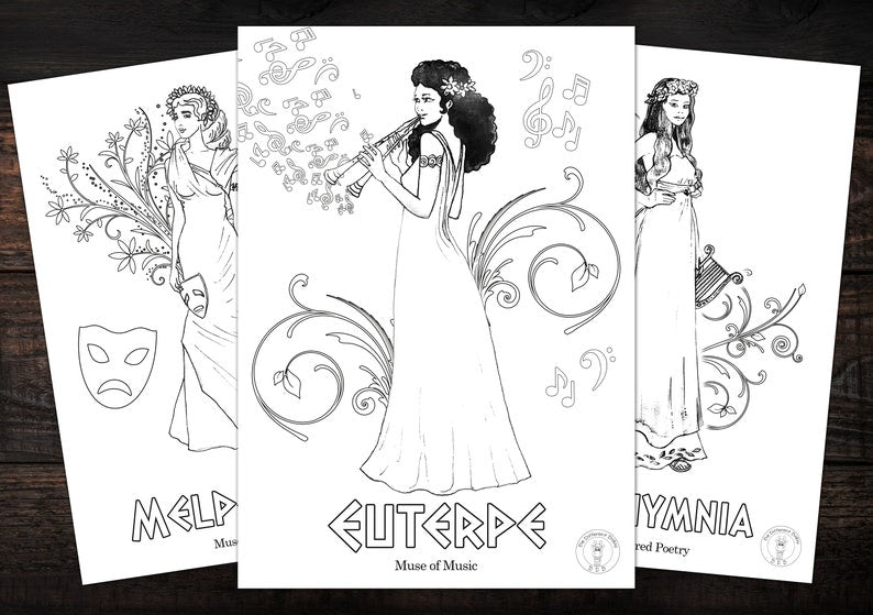 Greek Gods Coloring Book/ 34 downloadable pages full of Greek Gods and Goddesses illustrations and Greek Mythology scenes
