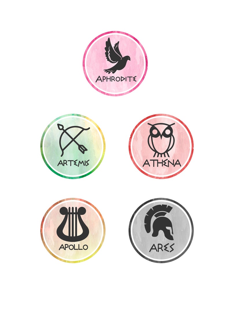 Greek Gods symbols cupcake toppers/ digital files, instant download/For Greek Mythology and Percy Jackson inspired parties/two files