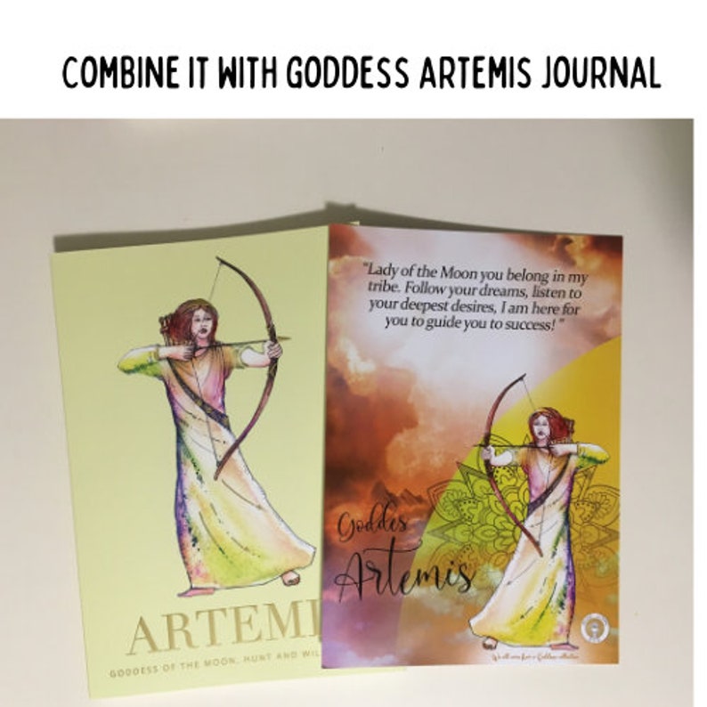A colorful art print featuring Goddess Artemis, the Greek Goddess of the moon and the hunt, with a quote by Rumi.