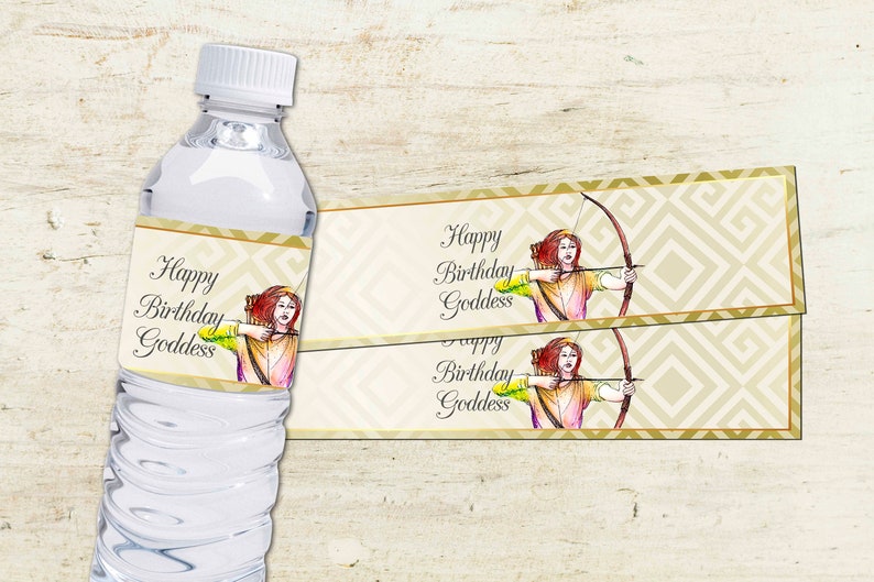 Greek Goddess Water Bottle Wrappers | Printable Party Decor

