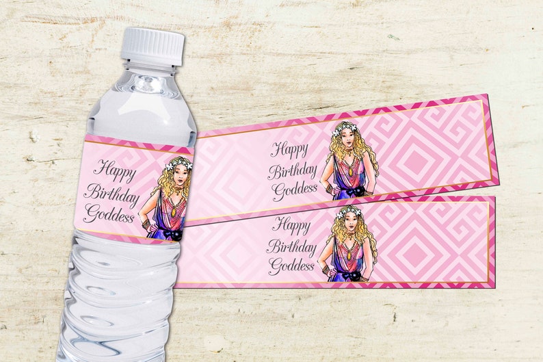 Greek Goddess Water Bottle Wrappers | Printable Party Decor

