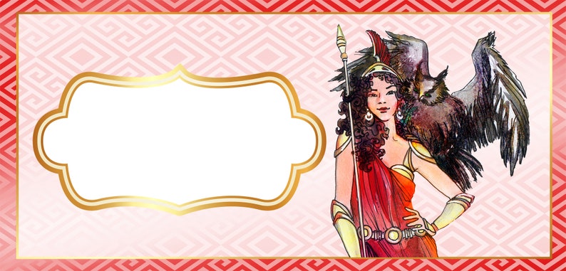 A set of three illustrated bags each featuring a different Greek goddess. The bags are designed with colorful illustrations of the goddesses Athena, Hera, and Hecate on a gold and red background.
