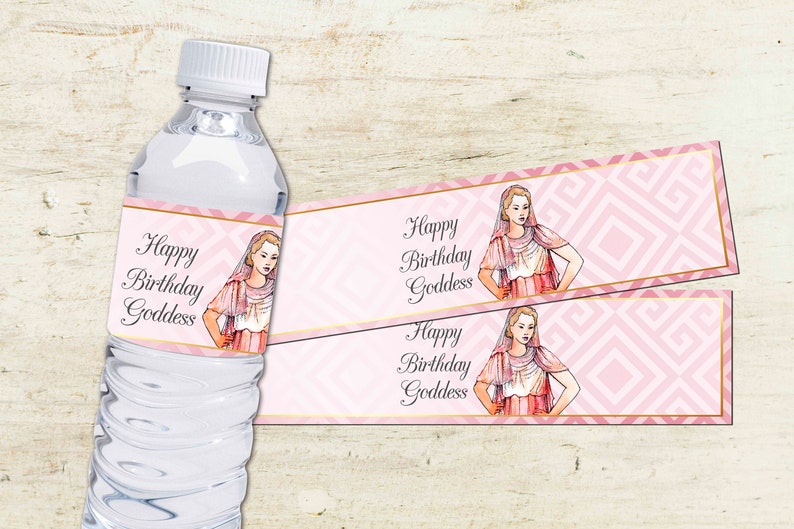 Greek Goddess Water Bottle Wrappers | Printable Party Decor

