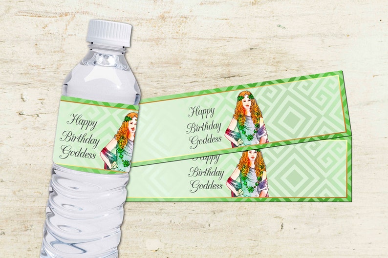 Greek Goddess Water Bottle Wrappers | Printable Party Decor

