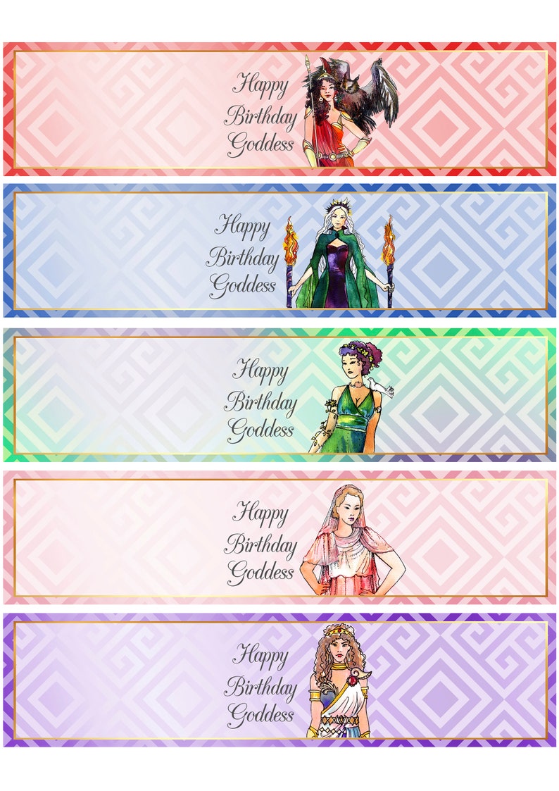 Greek Goddess Water Bottle Wrappers | Printable Party Decor

