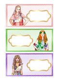 A set of three illustrated bags each featuring a different Greek goddess. The bags are designed with colorful illustrations of the goddesses Athena, Hera, and Hecate on a gold and red background.