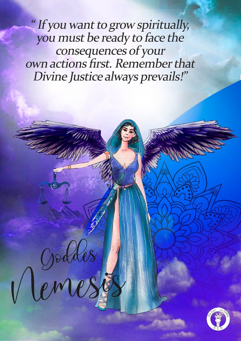 Goddess Nemesis art print/Goddess of retribution and divine justice /Nemesis poster/Goddess of Divine Justice/A5 print, bonus 4 cards