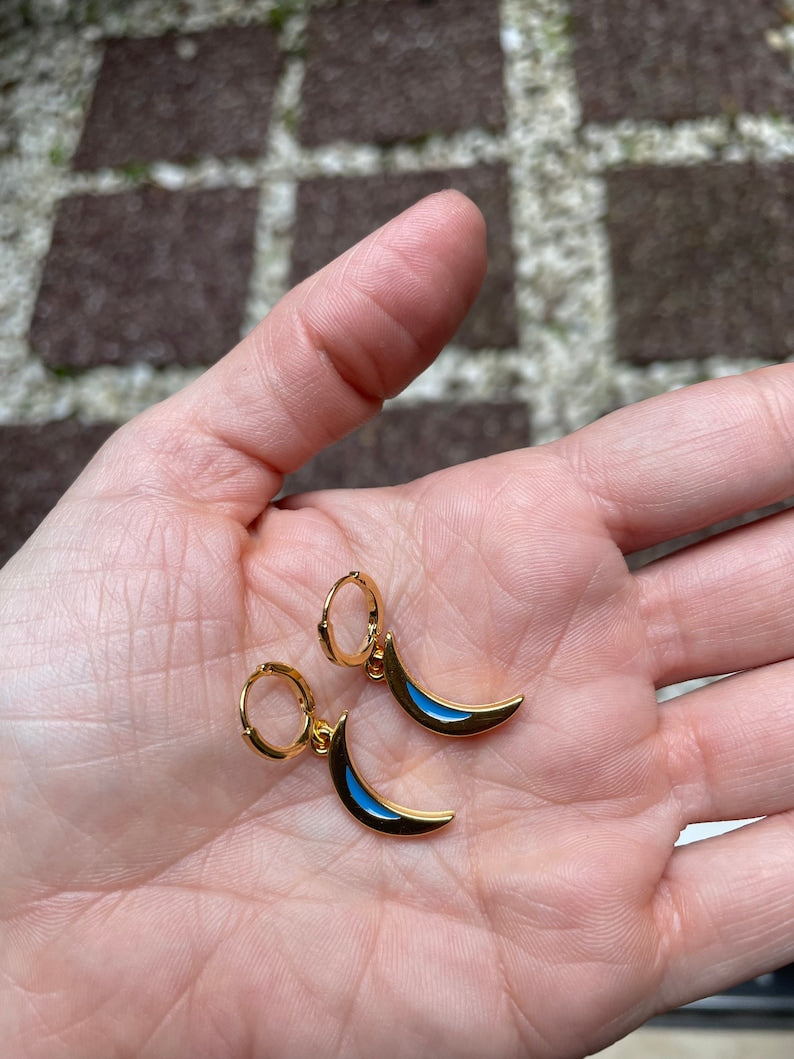 Artemis moon earrings/gold plated moon earrings/Goddess Artemis earrings/Goddess Artemis symbol earrings