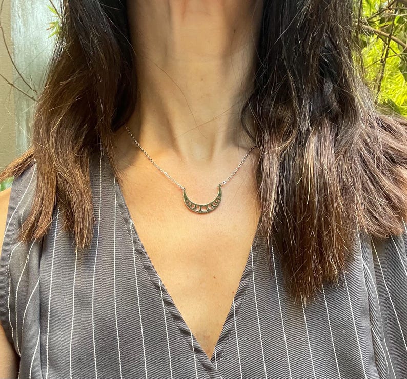 Selene necklace/Goddess of the moon necklace/moon phases necklace/Goddess Selene gift/ stainless steel