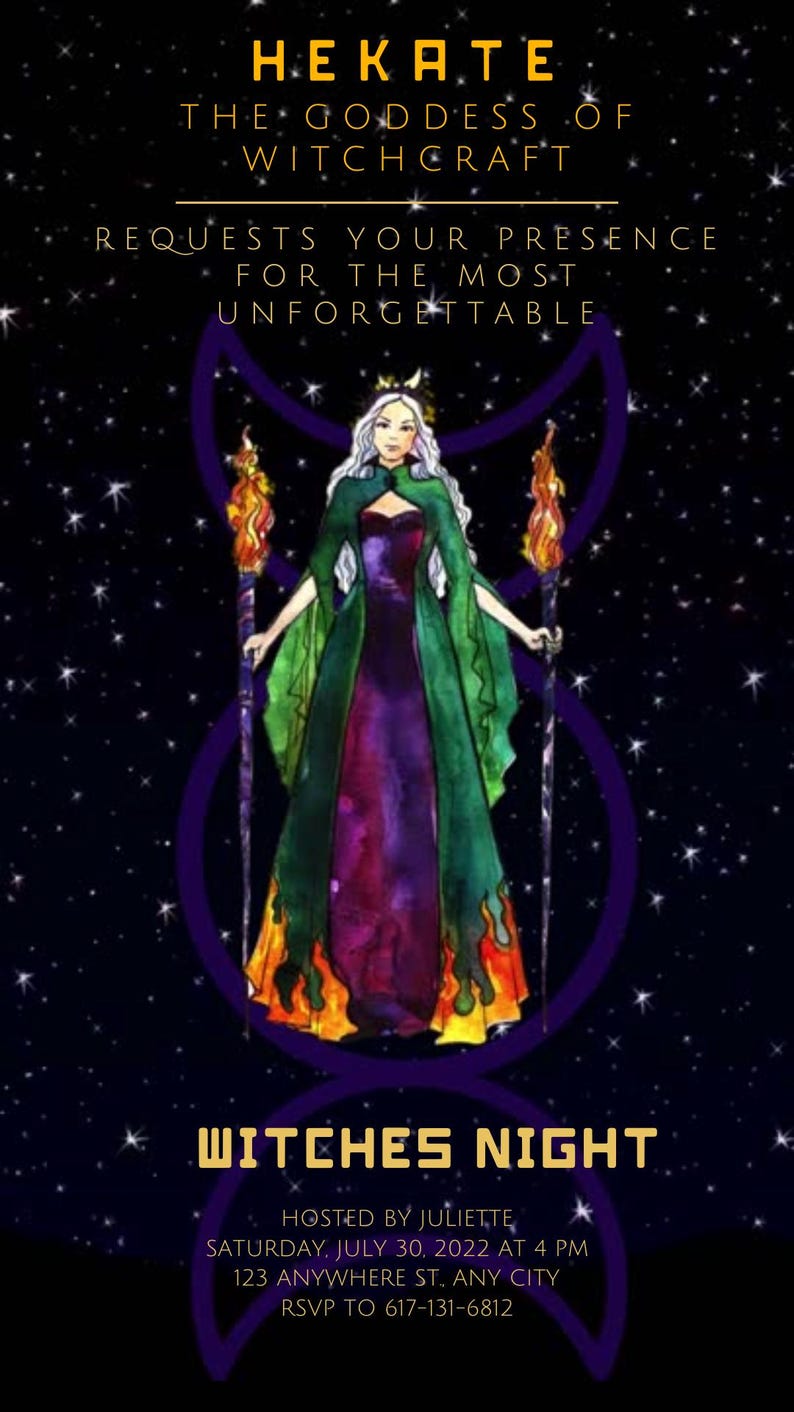 Custom Video  Witches Invitation/ Goddess Hekate invitation for a witch party/editable in canva video template/DIY Customized Handmade