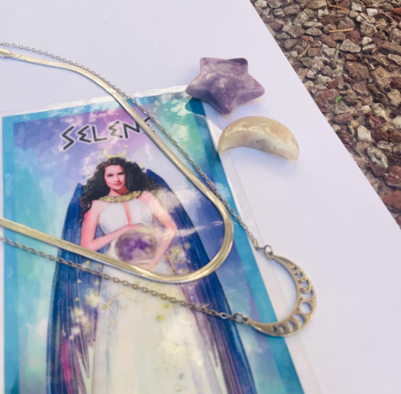 Goddess Selene necklaces set/moon set of necklaces/Goddess of the moon set necklaces/stainless steel necklaces set