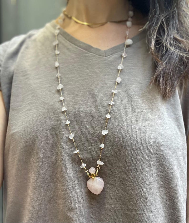 Goddess Aphrodite self-love activator/Rose Quartz Perfume Bottle Neckl…

